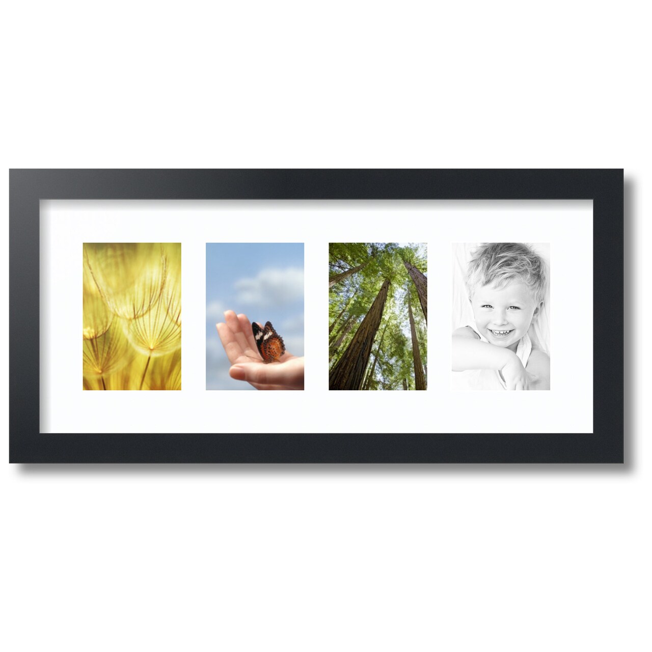 ArtToFrames Collage Photo Picture Frame with 4 - 4x6 inch Openings, Framed in Black with Over 62 Mat Color Options and Plexi Glass (CSM-3926-14)